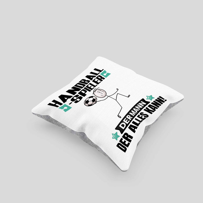Handballspieler Kissen mit Füllung 40x40 Geschenk für Handballspieler Der Mann Der Alles Kann Geschenkidee zum Geburtstag (Grau) Grau Trendation