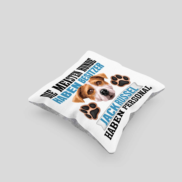 Jack Russell Besitzer Kissen mit Füllung 40x40 Geschenk Lustiger Spruch Geschenkidee Besitzerin Jack Russell Haben Personal (Grau) Grau Trendation