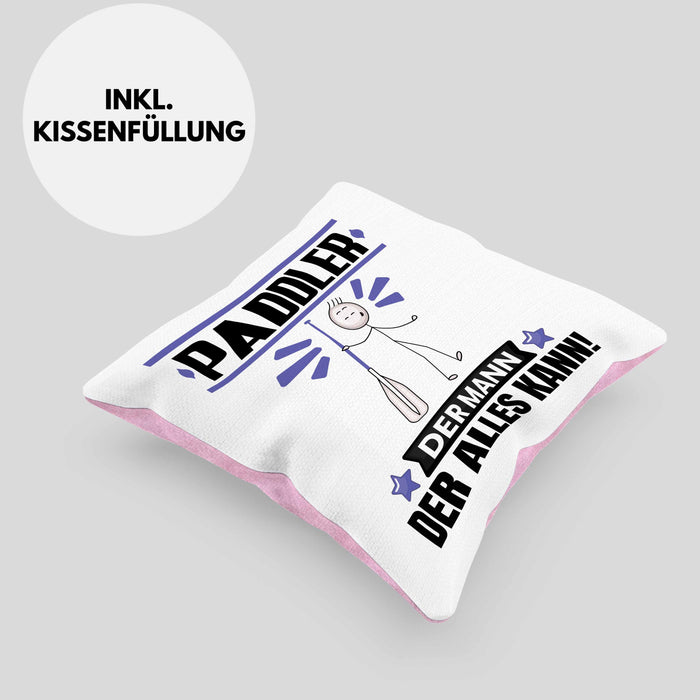 Paddler Kissen mit Füllung 40x40 Geschenk für Paddler Der Mann Der Alles Kann Geschenkidee zum Geburtstag (Grau) Rosa Trendation