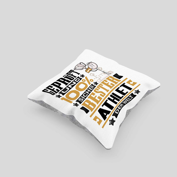 Athlet Geschenk Lustiger Spruch für Athlet Geschenkidee Bester Athlet Der WeltKissen mit Füllung 40x40 (Grau) Grau Trendation