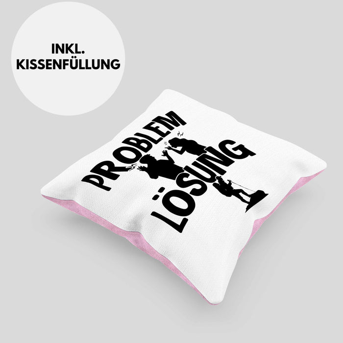 Wandern Kissen mit Füllung 40x40 Geschenk für Wandern Männer Geschenkidee Problem und Lösung Berge Wandern (Grau) Rosa Trendation