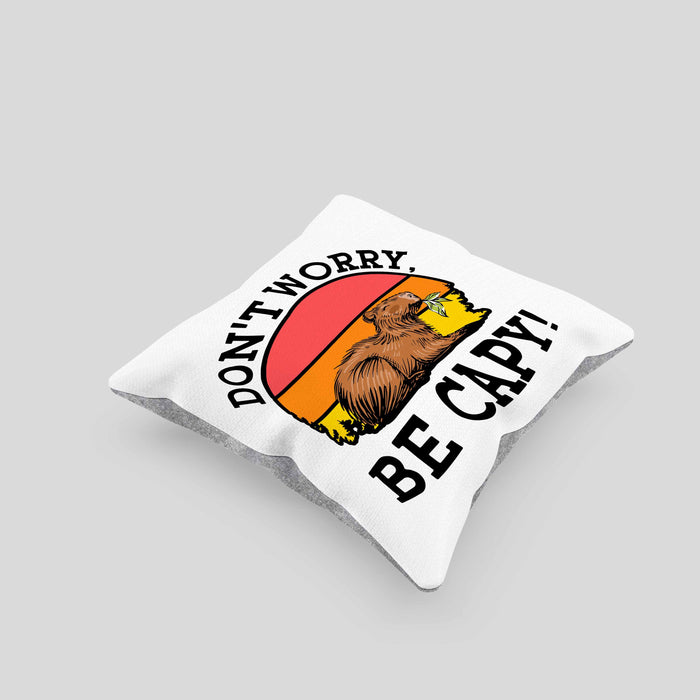 Lustige Kissen mit Füllung 40x40 "Don't Worry Be Cappy" lustiges Geschenk für Capybara-Liebhaber (Grau) Grau Trendation