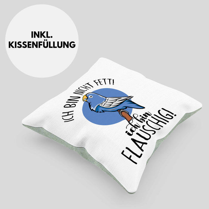 Lustige Papagei-Kissen mit Füllung 40x40 Geschenk für Papagei-Besitzer (Grau) Grün Trendation