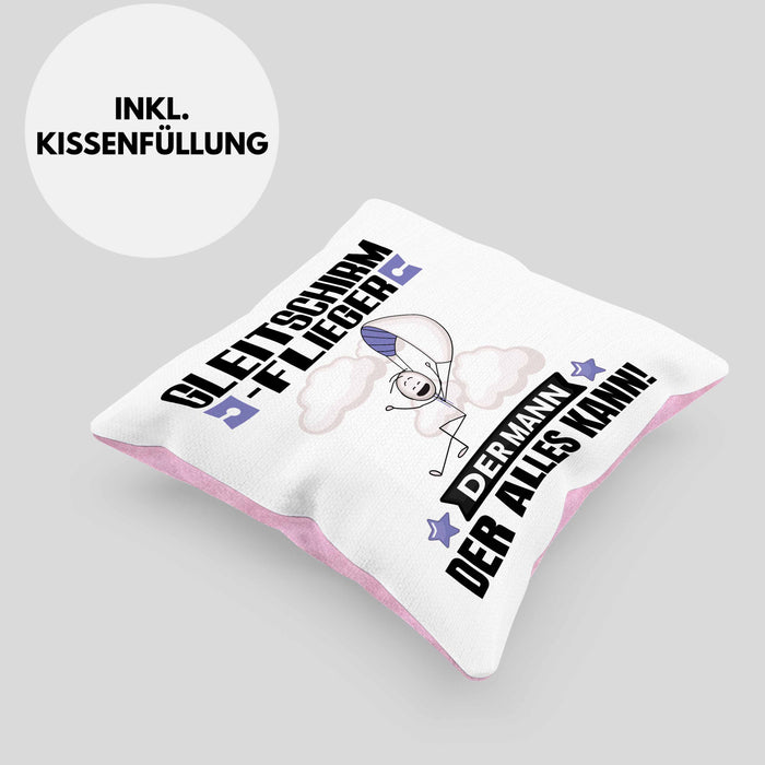 Gleitschirmflieger Kissen mit Füllung 40x40 Geschenk für Gleitschirmflieger Der Mann Der Alles Kann Geschenkidee zum Geburtstag (Grau) Rosa Trendation