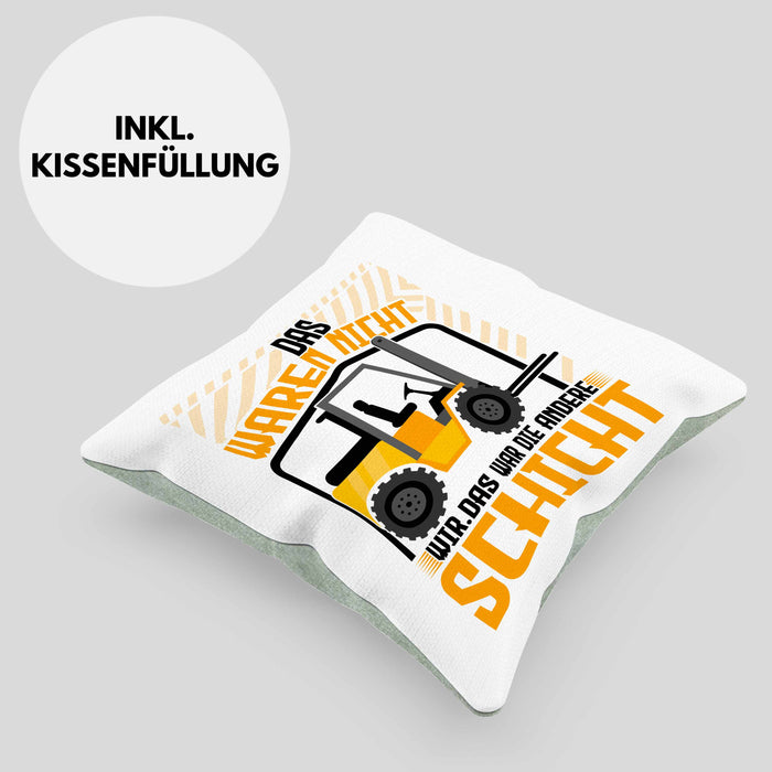 Staplerfahrer Kissen mit Füllung 40x40 Geschenk für Gabelstapelfahrer Lagerist Geschenkidee Lager (Grau) Grün Trendation