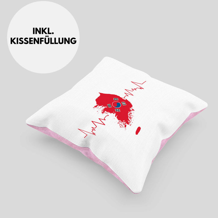 Seoul Kissen mit Füllung 40x40 Geschenk Südkorea South Korea Kpop Geschenkidee (Grau) Rosa Trendation