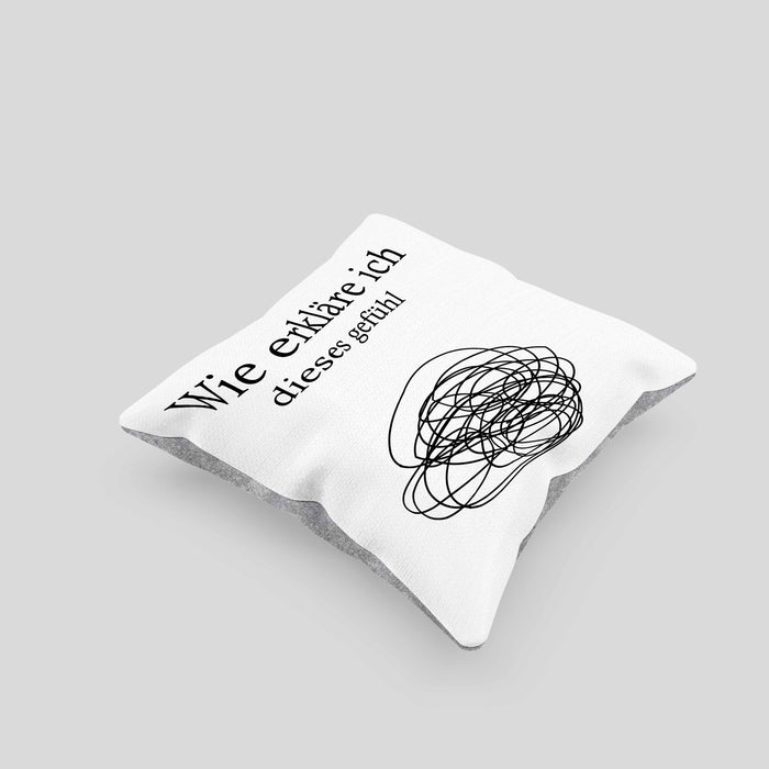 Psychologie Kissen mit Füllung 40x40 Geschenk Psycho Geschenkidee Wie Erkläre Ich Dieses Gefühl Spruch Psychologie-Student (Grau) Grau Trendation