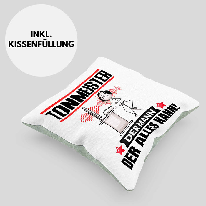 Tonmeister Kissen mit Füllung 40x40 Geschenk für Tonmeister Der Mann Der Alles Kann Geschenkidee zum Geburtstag (Grau) Grün Trendation