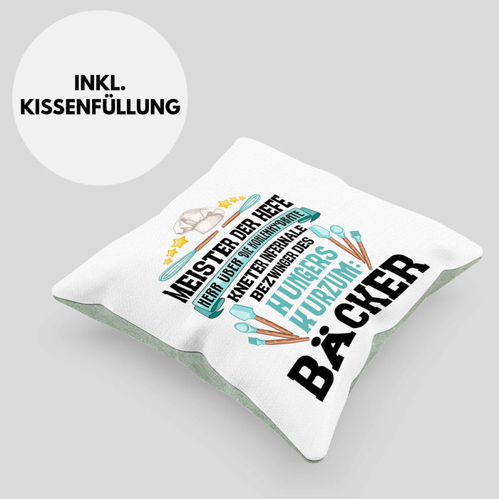 Bäcker Kissen mit Füllung 40x40 mit Spruch Geschenkidee Bäckerin Geschenk Männer Frauen (Grau) Grün Trendation