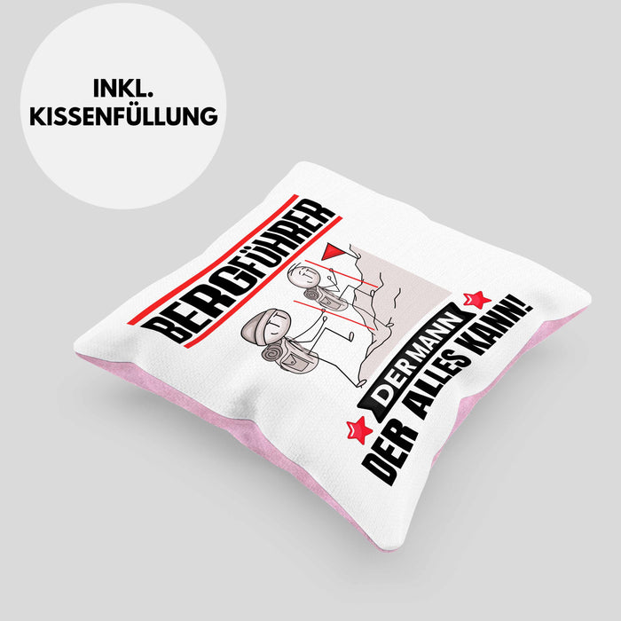 Bergführer Kissen mit Füllung 40x40 Geschenk für Bergführer Der Mann Der Alles Kann Geschenkidee zum Geburtstag (Grau) Rosa Trendation