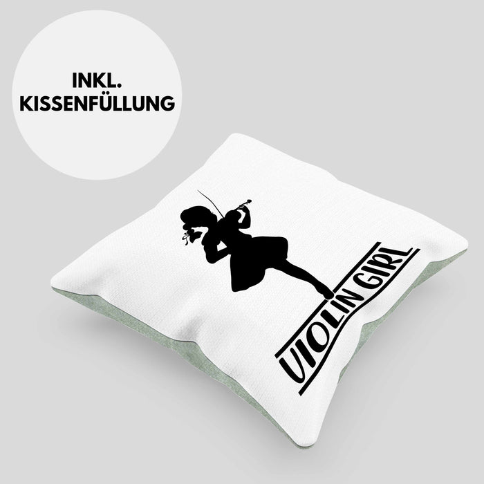 Geigenspieler Geschenk Kissen mit Füllung 40x40 Geigenspielerin Geigen Spruch Violin Girl (Grau) Grün Trendation