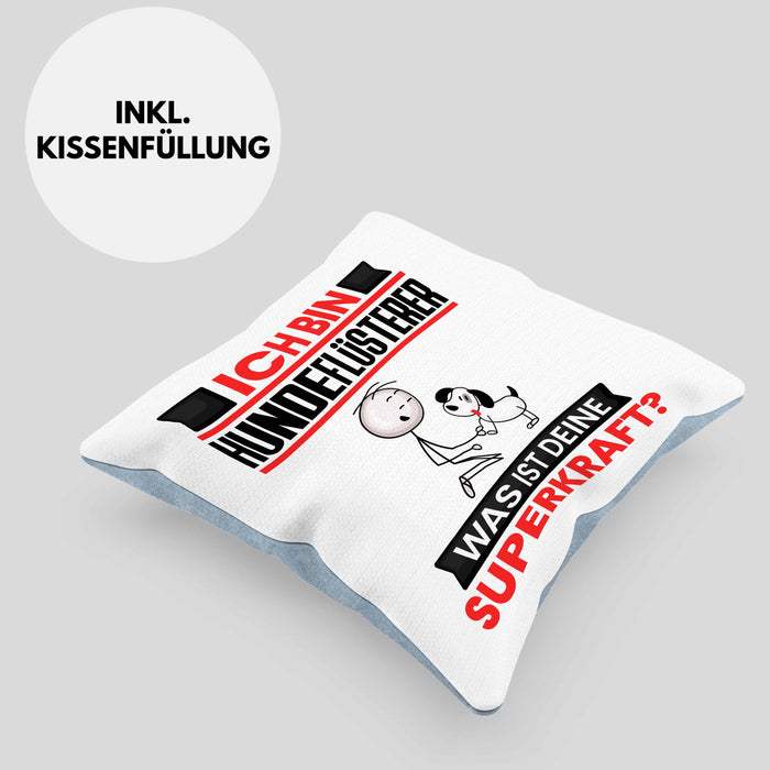 Hundeflüsterer Kissen mit Füllung 40x40 Geschenk für Hundeflüsterer Geburtstag Lustiger Spruch Was Ist Deine Superkraft (Grau) Blau Trendation