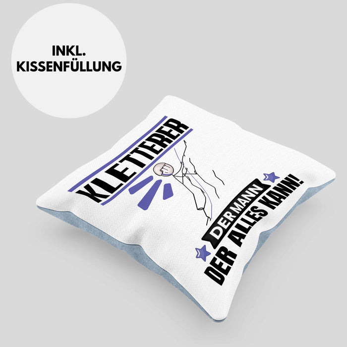 Kletterer Kissen mit Füllung 40x40 Geschenk für Kletterer Der Mann Der Alles Kann Geschenkidee zum Geburtstag (Grau) Blau Trendation