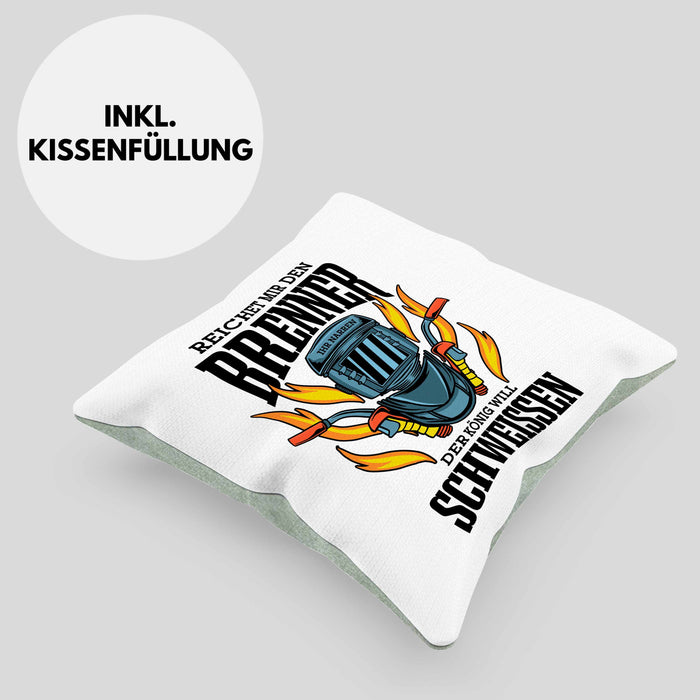Schweißen Kissen mit Füllung 40x40 Geschenk Schmied Schweißer Geschenkidee Metallbauer (Grau) Grün Trendation