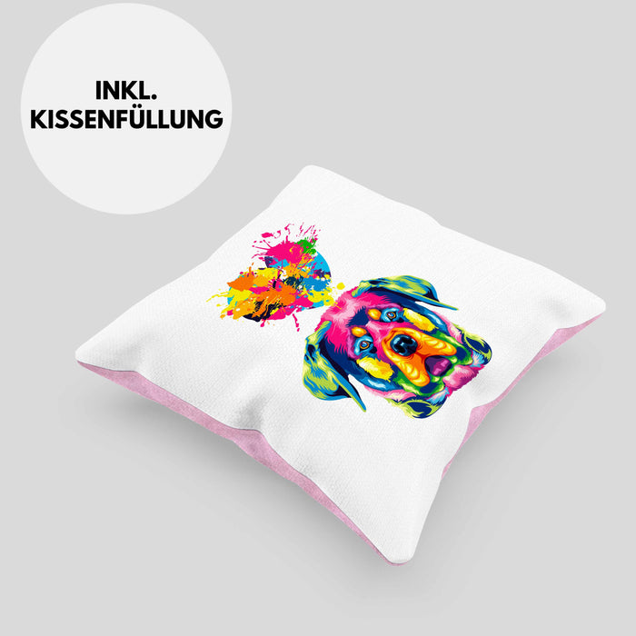 Rottweiler Herz Farbe Besitzer Kissen mit Füllung 40x40 Geschenk Lustiger Spruch Geschenkidee Rottweiler Liebhaber (Grau) Rosa Trendation