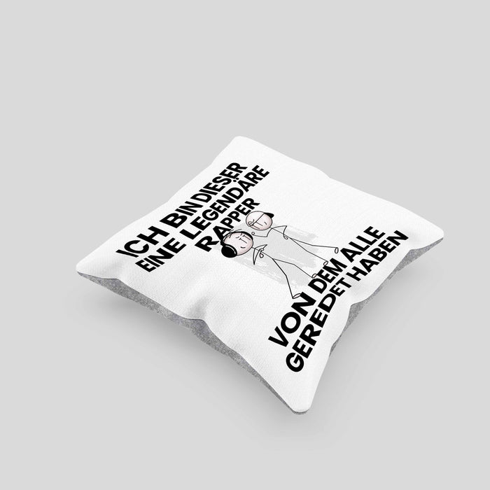 Rapper Geschenk Kissen mit Füllung 40x40 Lustige Geschenkidee Geburtstag für Rapper Ich Bin Dieser Legendäre Rapper Von Dem Alle Geredet Haben (Grau) Grau Trendation