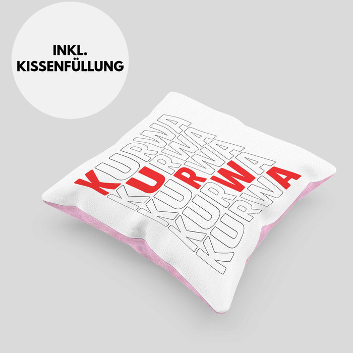 Kurwa Kissen mit Füllung 40x40 Polen Polska (Grau) Rosa Trendation
