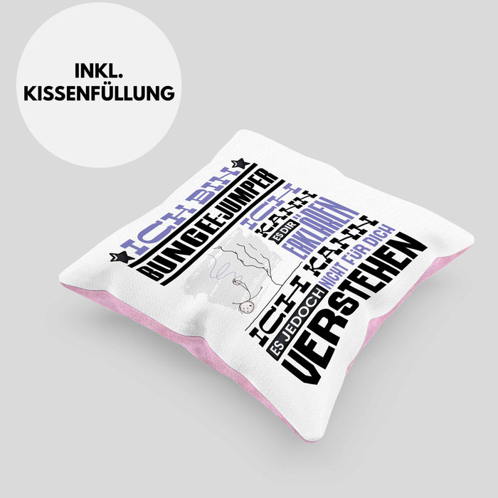 Bungee-Jumper Geschenk Kaffee-Kissen mit Füllung 40x40 Geschenkidee für Bungee-Jumper Ich Bin Bungee-Jumper Ich Kann Es Dir Erklären Jedoch Nicht Für Dich Verstehen Spruch Lustig (Grau) Rosa Trendation