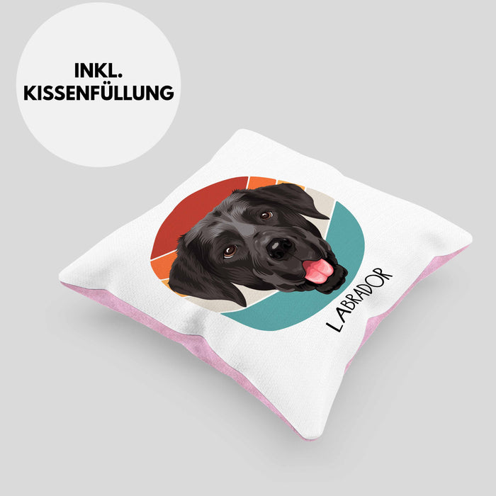 Labrador Besitzer Kissen mit Füllung 40x40 Geschenk Lustiger Spruch Geschenkidee Labrador Mama Papa (Grau) Rosa Trendation