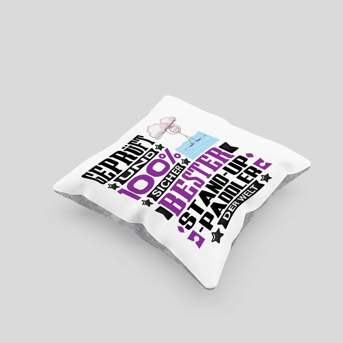 Stand-Up-Paddler Geschenk Lustiger Spruch für Stand-Up-Paddler Geschenkidee Bester Stand-Up-Paddler Der WeltKissen mit Füllung 40x40 (Grau) Grau Trendation