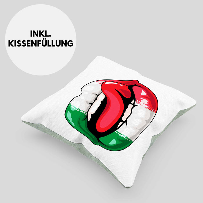 Italien Kissen mit Füllung 40x40 Geschenk Lippen Italiener Geschenkidee Sprüche (Grau) Grün Trendation
