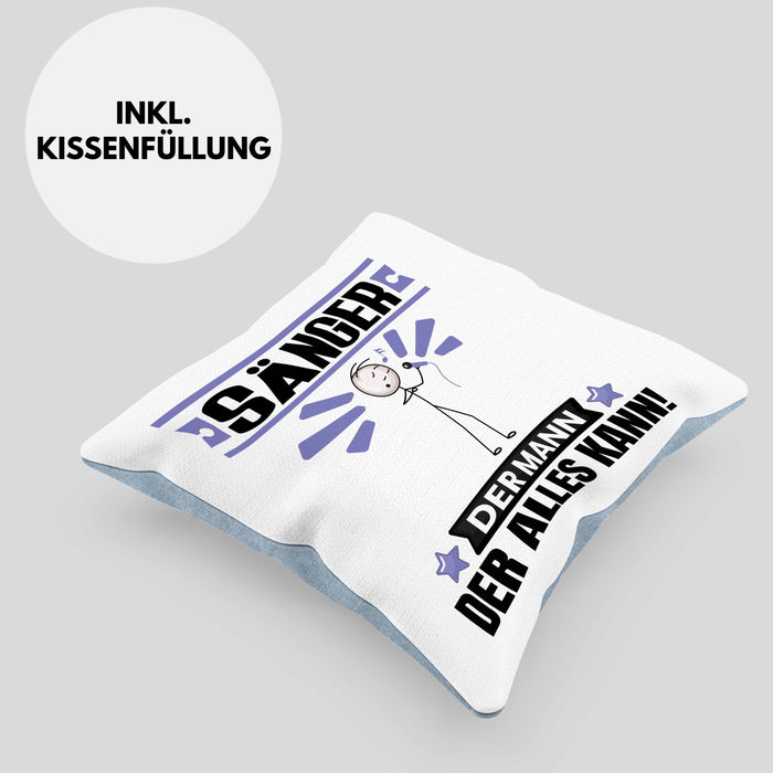 Sänger Kissen mit Füllung 40x40 Geschenk für Sänger Der Mann Der Alles Kann Geschenkidee zum Geburtstag (Grau) Blau Trendation