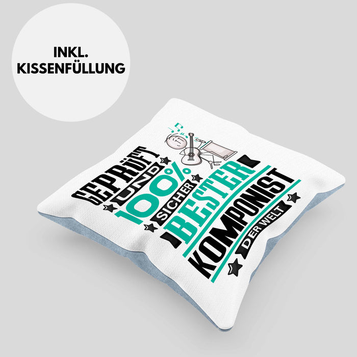 Komponist Geschenk Lustiger Spruch für Komponist Geschenkidee Bester Komponist Der WeltKissen mit Füllung 40x40 (Grau) Blau Trendation