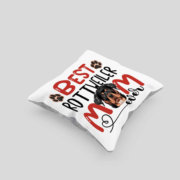 Rottweiler Mom Besitzerin Kissen mit Füllung 40x40 Geschenk Lustiger Spruch Geschenkidee Besitzerin Rottweiler Mama (Grau) Grau Trendation