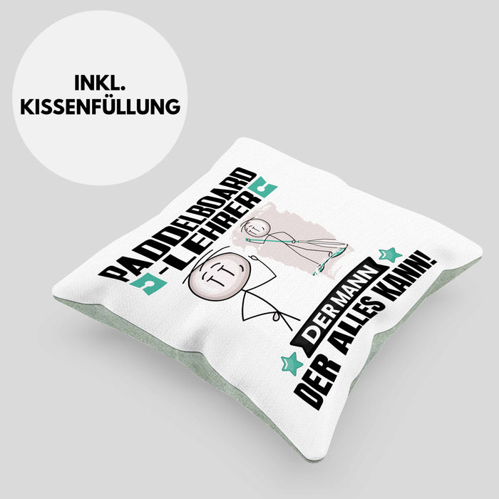 Paddelboard-Lehrer Kissen mit Füllung 40x40 Geschenk für Paddelboard-Lehrer Der Mann Der Alles Kann Geschenkidee zum Geburtstag (Grau) Grün Trendation