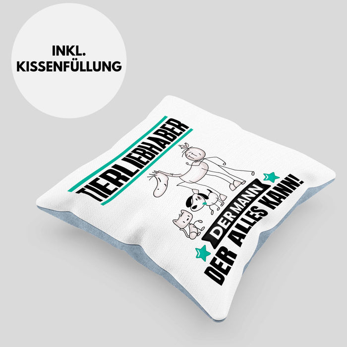 Tierwohlhaber Kissen mit Füllung 40x40 Geschenk für Tierwohlhaber Der Mann Der Alles Kann Geschenkidee zum Geburtstag (Grau) Blau Trendation