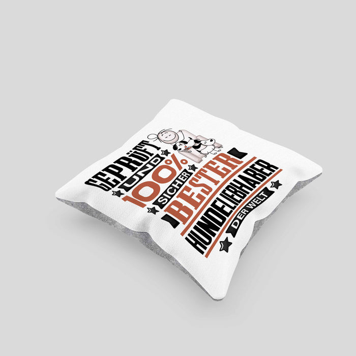 Hundeliebhaber Geschenk Lustiger Spruch für Hundeliebhaber Geschenkidee Bester Hundeliebhaber Der WeltKissen mit Füllung 40x40 (Grau) Grau Trendation