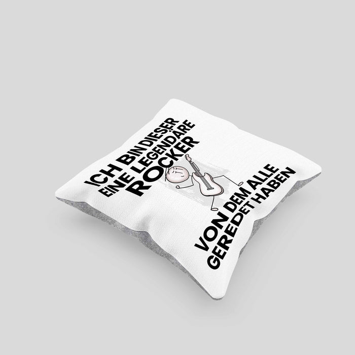 Rocker Geschenk Kissen mit Füllung 40x40 Lustige Geschenkidee Geburtstag für Rocker Ich Bin Dieser Legendäre Rocker Von Dem Alle Geredet Haben (Grau) Grau Trendation