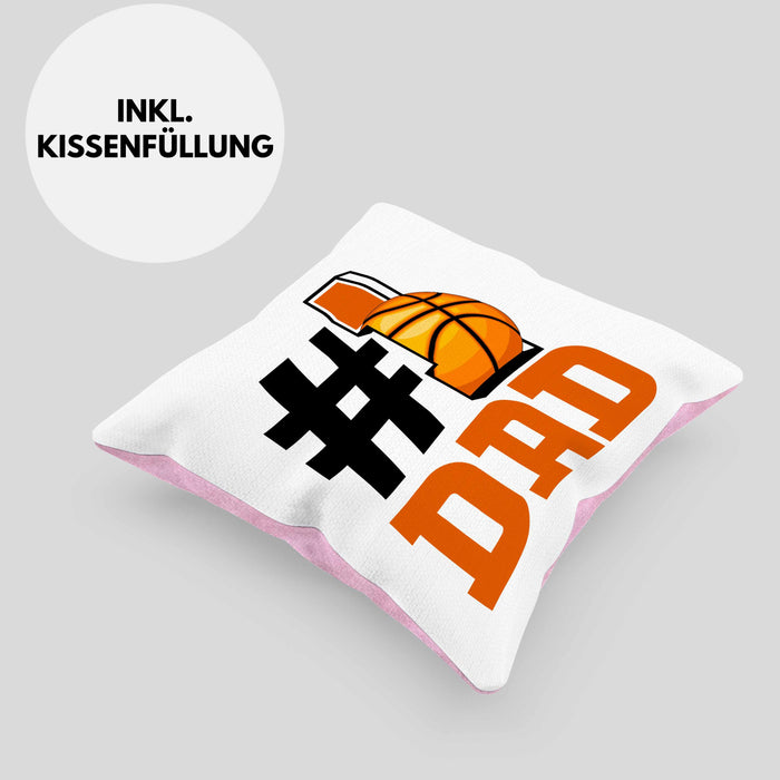 Basketball-Trainer Basketballer Nummer 1 Dad Vater Kissen mit Füllung 40x40 Geschenk Basketball Papa Geschenkidee Bester Papa Der Welt Vatertag Lustige Geschenkidee (Grau) Rosa Trendation