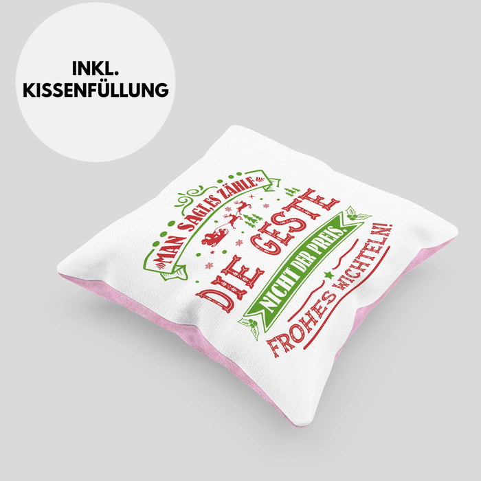 Wichtelgeschenk für 20 Euro Kissen mit Füllung 40x40 Wichteln für Frauen Kollegen Wichtel-Kissen mit Füllung 40x40 Man Sagt Es Zähle Die Geste Schrottwichteln (Grau) Rosa Trendation