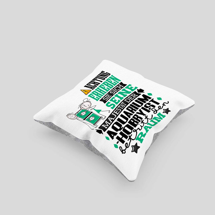 Aquarium-Hobbyist Geschenk Kissen mit Füllung 40x40 Lustiger Spruch Erheben Sie Sich Der Aquarium-Hobbyist Betritt den Raum (Grau) Grau Trendation