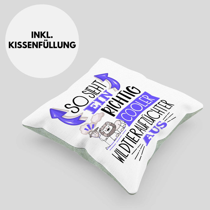 Wildtieraufzüchter Kissen mit Füllung 40x40 So Sieht Ein Richtig Cooler Wildtieraufzüchter Aus Geschenk Lustiger Spruch Geschenkidee (Grau) Grün Trendation