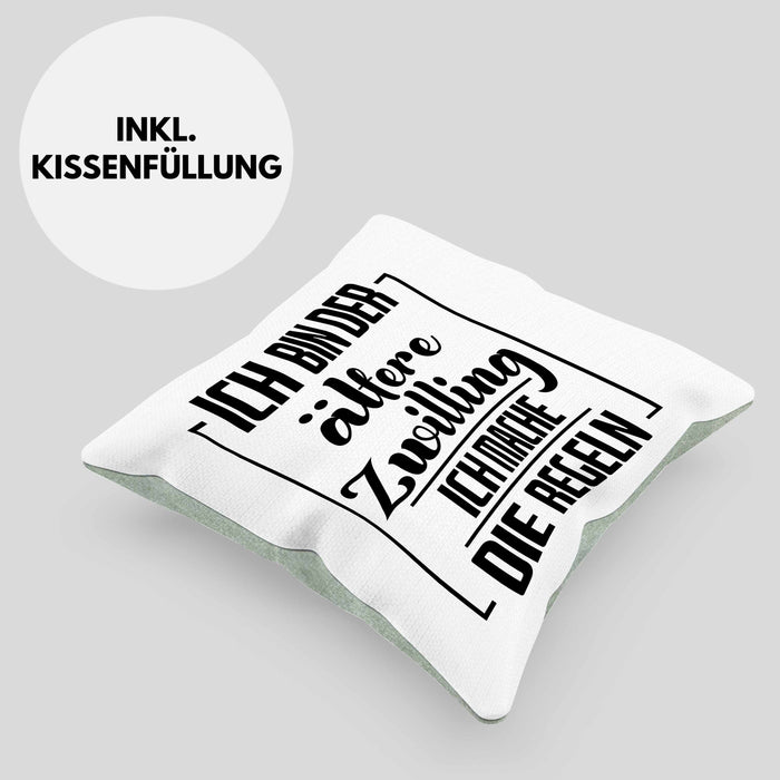 Lustige Kissen mit Füllung 40x40 für ältere Zwillinge Lustiges Geschenk mit Spruch (Grau) Grün Trendation