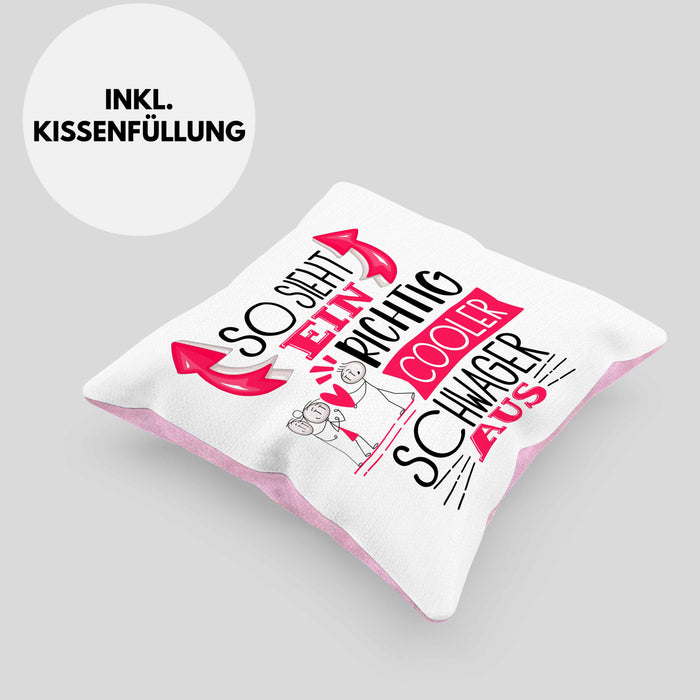 So Sieht Ein Richtig Cooler Schwager Aus Geschenk Kissen mit Füllung 40x40 Lustiger Spruch Geschenkidee (Grau) Rosa Trendation
