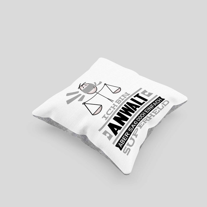 Anwalt Geschenk Kissen mit Füllung 40x40 Ich Bin Anwalt Aber Sag Doch Einfach Superheld Lustige Geschenkdiee für Anwalt (Grau) Grau Trendation