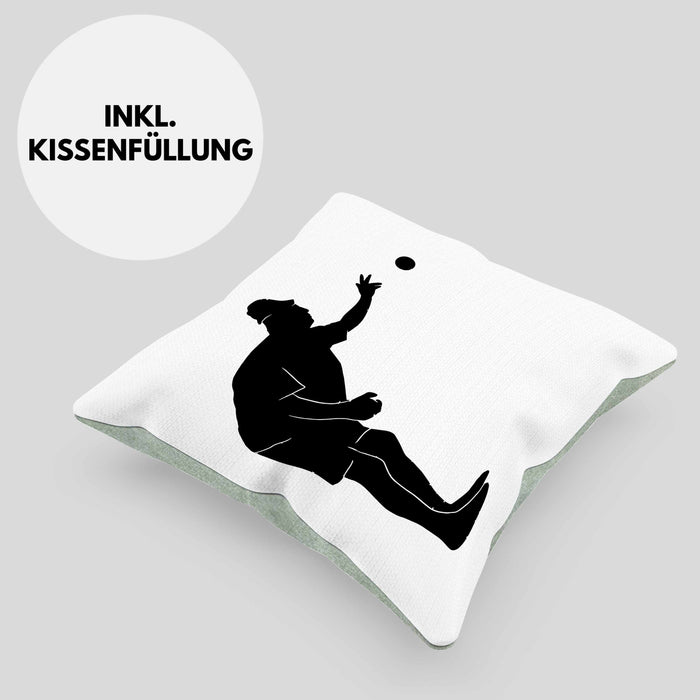 Boule Kissen mit Füllung 40x40 Geschenk Boule-Spieler Geschenkidee Spruch Grafik Werfender Boule Spieler (Grau) Grün Trendation