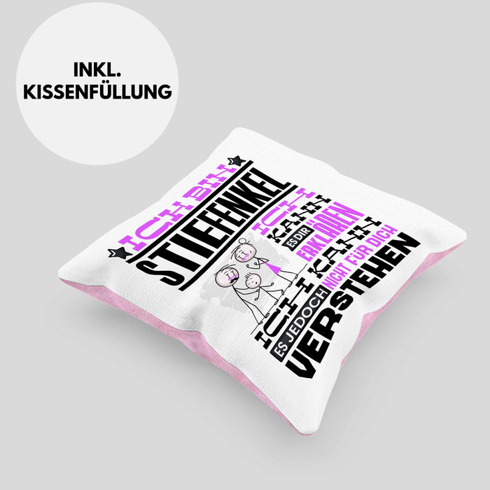 Stiefenkel Geschenk Kaffee-Kissen mit Füllung 40x40 Geschenkidee für Stiefenkel Ich Bin Stiefenkel Ich Kann Es Dir Erklären Jedoch Nicht Für Dich Verstehen Spruch Lustig (Grau) Rosa Trendation