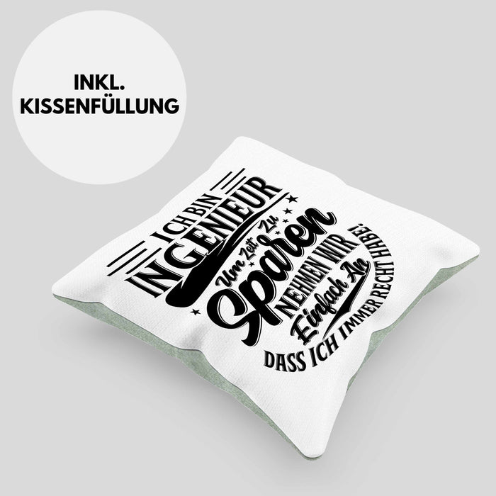 Ingenieur Kissen mit Füllung 40x40 Geschenk Geschenkidee Sprüche Ingenieurswesen Geschenkidee Spruch (Grau) Grün Trendation