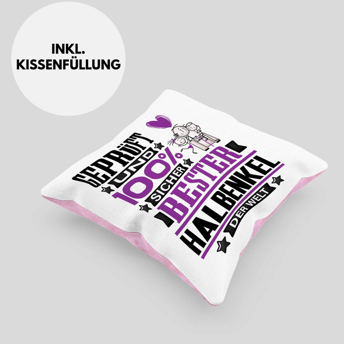 Halbenkel Geschenk Lustiger Spruch für Halbenkel Geschenkidee Bester Halbenkel Der WeltKissen mit Füllung 40x40 (Grau) Rosa Trendation