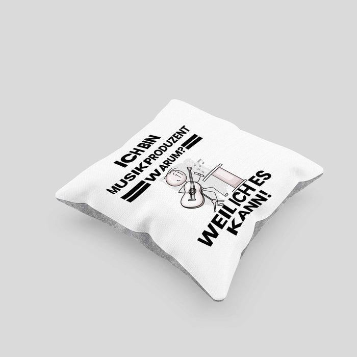 Musikproduzent Geschenk Kissen mit Füllung 40x40 Lustiger Spruch Ich Bin Musikproduzent Warum Weil Ich Es Kann Geschenkidee Bester Musikproduzent Geburtstag (Grau) Grau Trendation