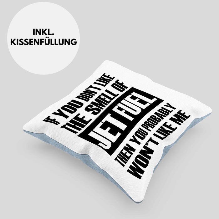 Fuel Kissen mit Füllung 40x40 Geschenk für Fluglotsen mit Spruch (Grau) Blau Trendation