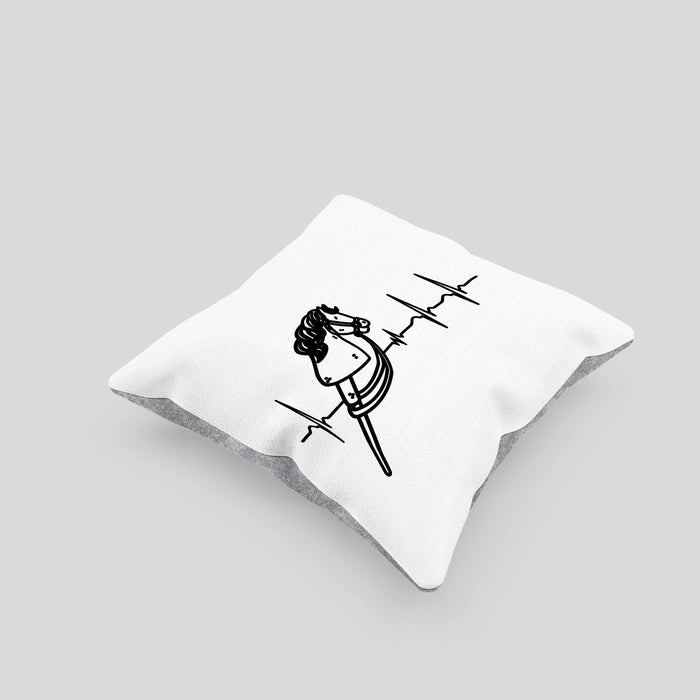 Hobbyhorse Mädchen Kissen mit Füllung 40x40 Geschenk Hobby Horse Pferde Grafik Herzschlag (Grau) Grau Trendation
