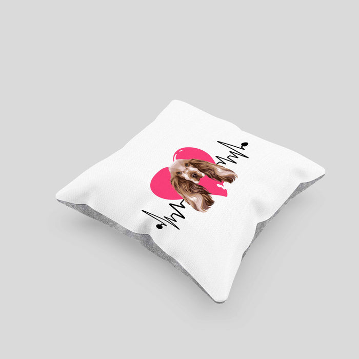 Cocker Spaniel Besitzer Kissen mit Füllung 40x40 Geschenk Lustiger Spruch Geschenkidee Herzschlag Cocker Spaniel (Grau) Grau Trendation