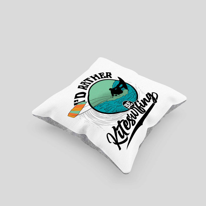 Kitesurfing Kissen mit Füllung 40x40 Geschenk für Kitesurfer Geschenkidee I'd Rather Be Kitesurfing (Grau) Grau Trendation