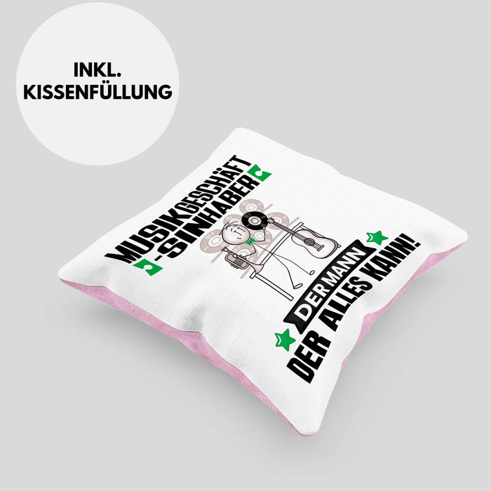 Musikgeschäftsinhaber Kissen mit Füllung 40x40 Geschenk für Musikgeschäftsinhaber Der Mann Der Alles Kann Geschenkidee zum Geburtstag (Grau) Rosa Trendation