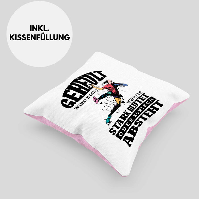 Lustige Handball-Kissen mit Füllung 40x40 Geschenk für Handballspieler Geheult Wird Erst Wenn Es Absteht (Grau) Rosa Trendation